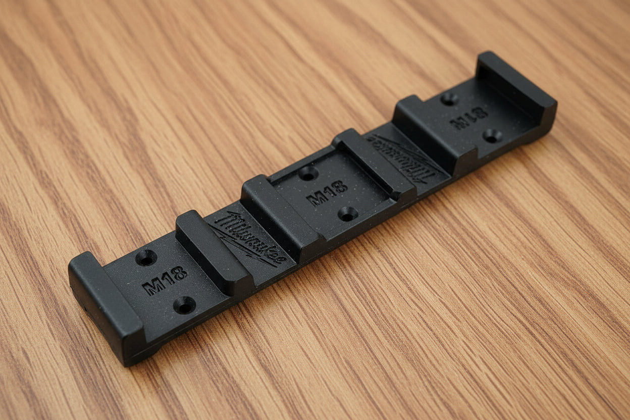3D Printed Milwaukee M18 Battery Wall Mount – 3-Slot Holder