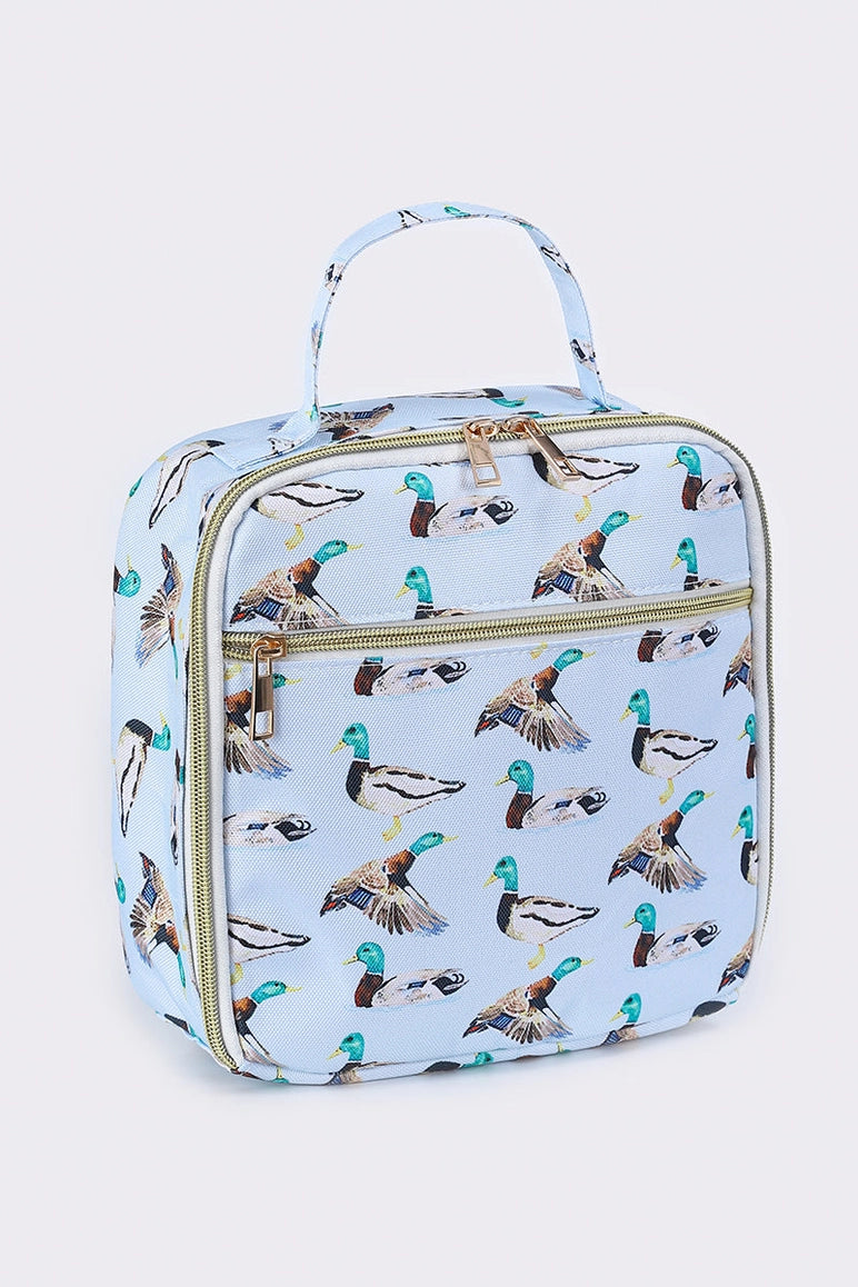 Blue Duck Hunting Printed Canvas Lunch Box Bag