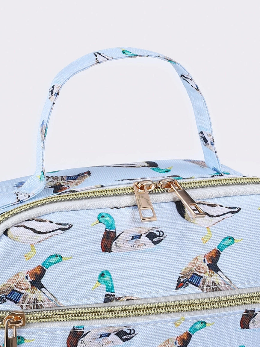 Blue Duck Hunting Printed Canvas Lunch Box Bag