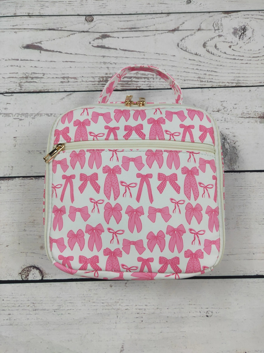 Bow Printed Canvas Lunch Box Bag
