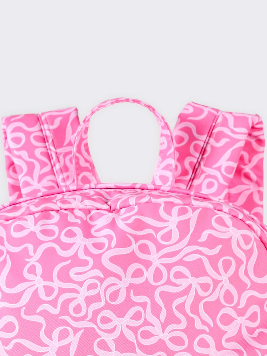 Gingham Ruffle Bow Printed Girls Canvas Backpack