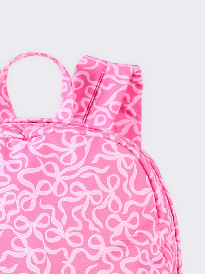 Gingham Ruffle Bow Printed Girls Canvas Backpack