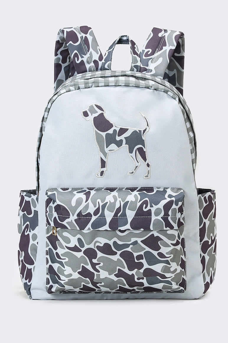 Hunting Dog Appliqué Kids Boys Canvas Backpack