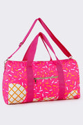 Pink Ice Cream Drip Pattern Canvas Duffle Bag