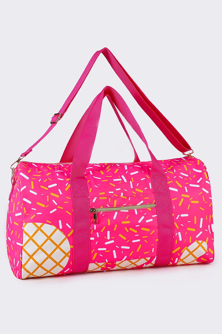 Pink Ice Cream Drip Pattern Canvas Duffle Bag
