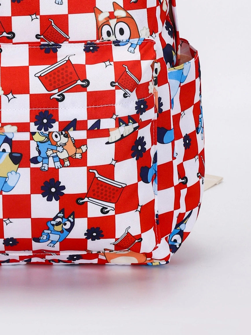 Red Checkered Bluey Kids Backpack