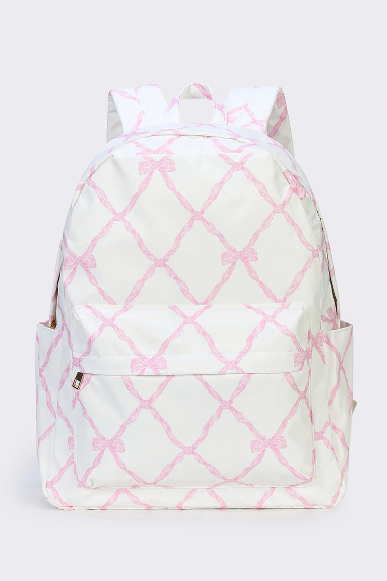Girls Bow Printed Backpack