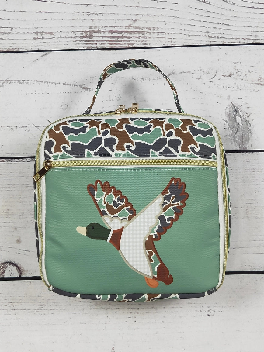 Camouflage Duck Printed Canvas Lunch Box Bag