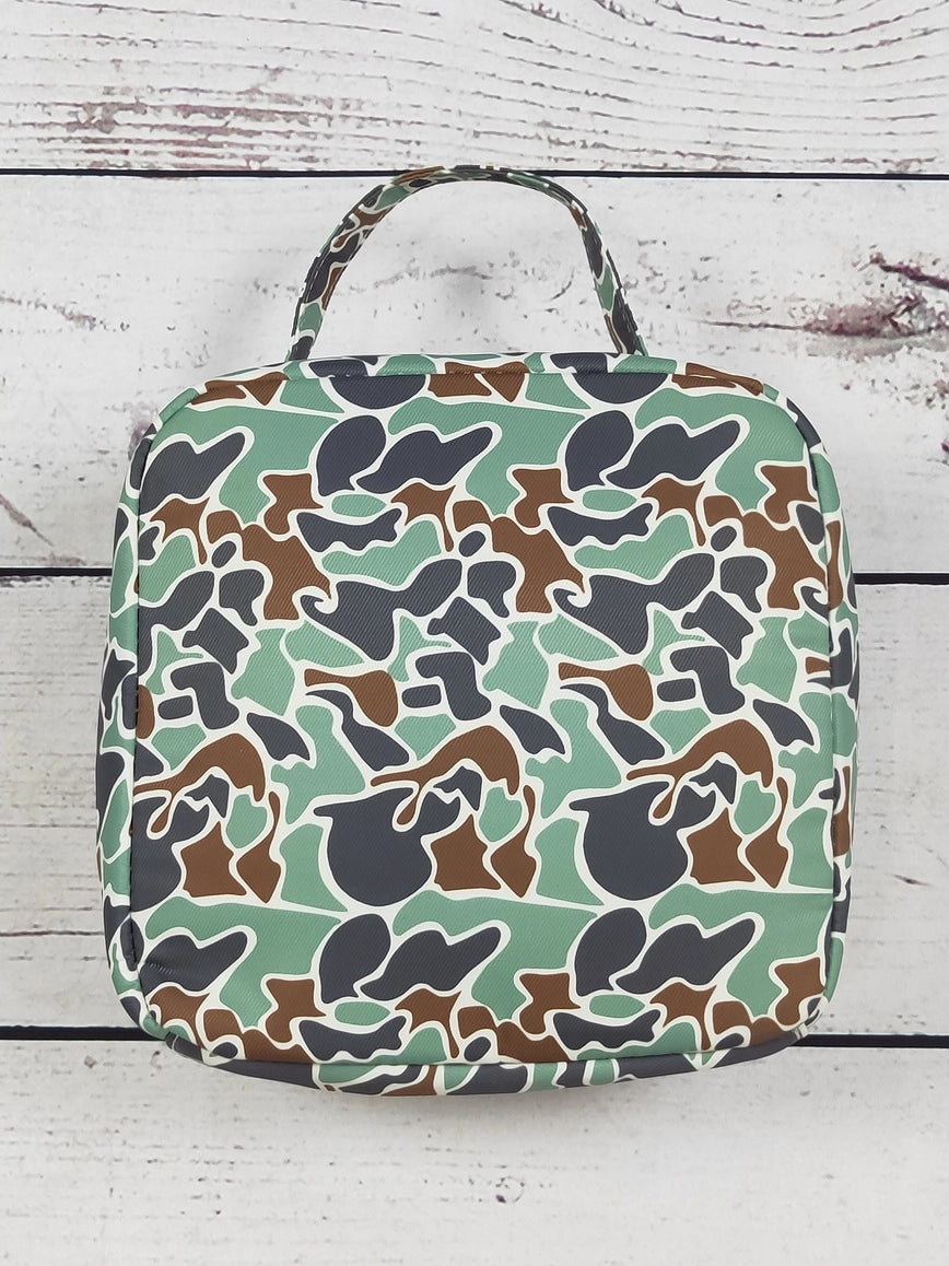 Camouflage Duck Printed Canvas Lunch Box Bag