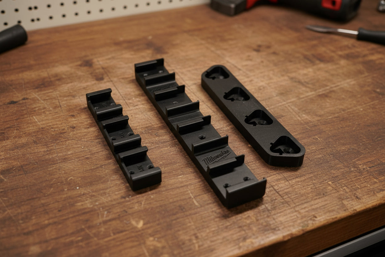 3D Printed Milwaukee Battery Rack – M12 & M18 Wall Mount (3-Pack)