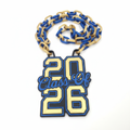 Class of 2026 graduation necklace product photo on white background
