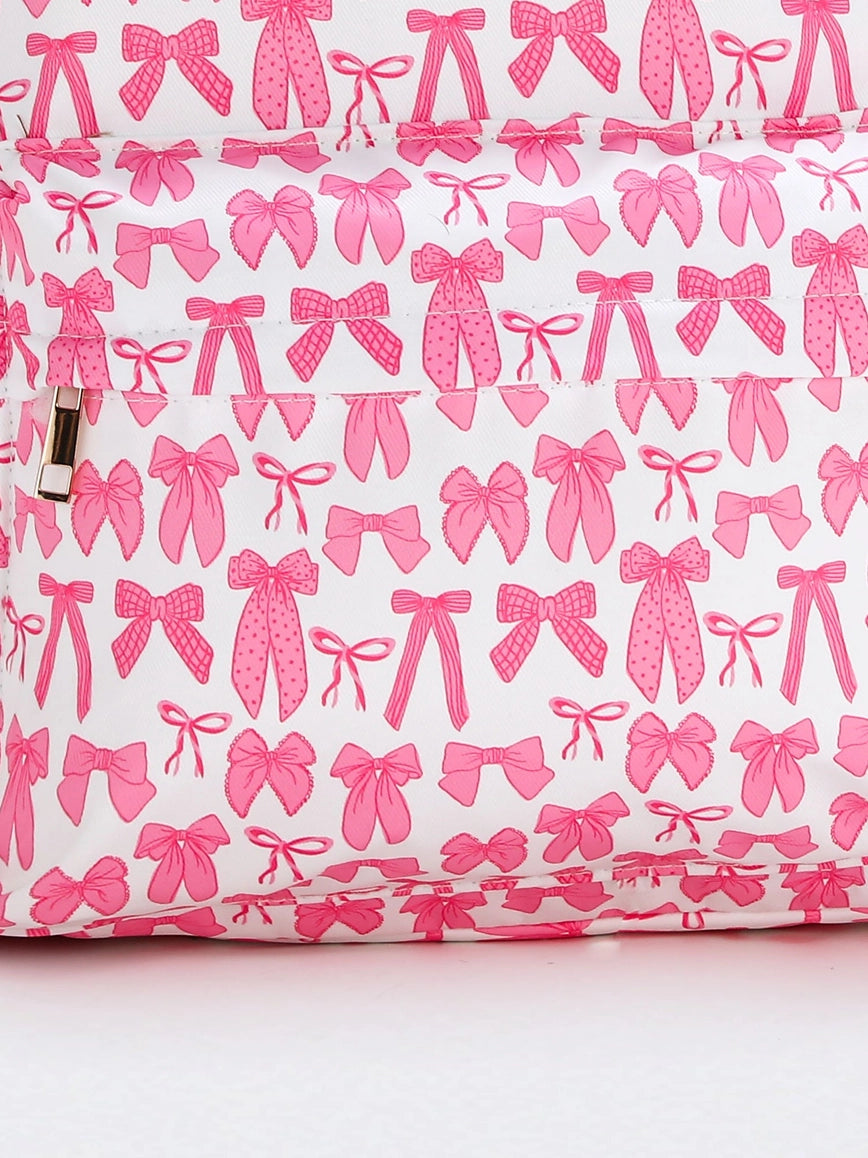 Bow Print Girls Canvas Backpack