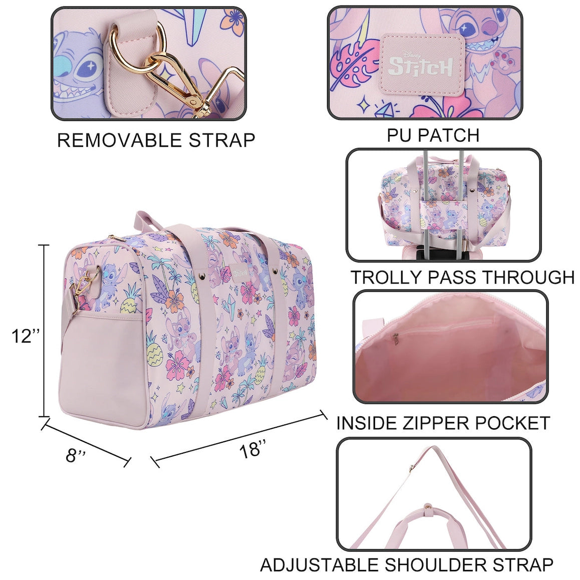 Disney Stitch & Angel Tropical Duffle Travel Bag